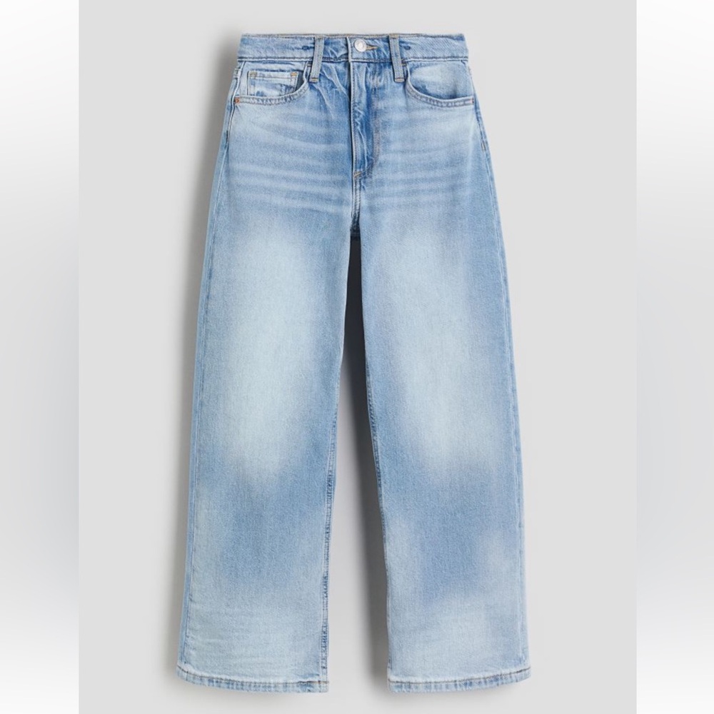 H&M Girls Wide Leg Jeans in Light Blue Denim Size 9-10Y NWT